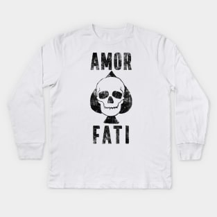 Amor Fati Love of Fate Skull and Ace of Spades Kids Long Sleeve T-Shirt